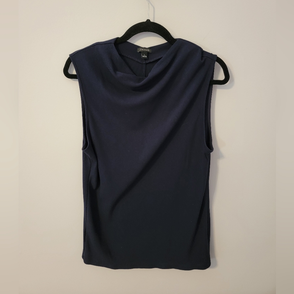 Ann Taylor Navy Knit Sleeveless Blouse